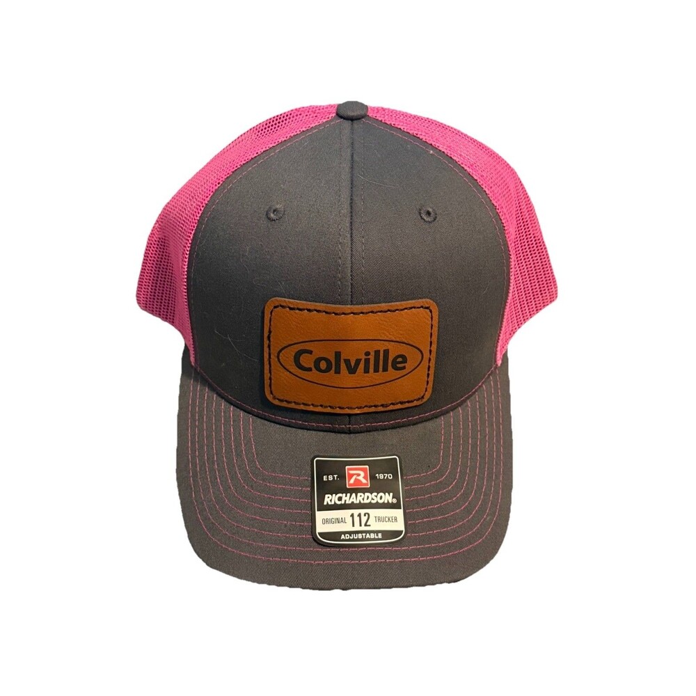 Richardson 112 Trucker Hat Colville Patch Gray Pink Snapback Adjustable New